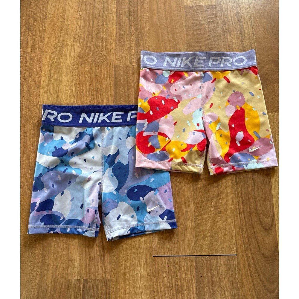Nike Pro Girls  Ice cream sprinkles colorful Bike Shorts Set